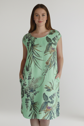 Mujer Knee-Length Vestido con Printed Surface y bolsillos laterales