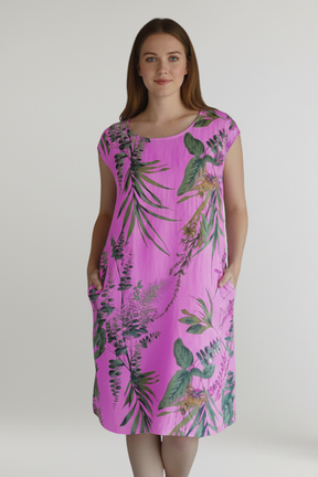 Mujer Knee-Length Vestido con Printed Surface y bolsillos laterales