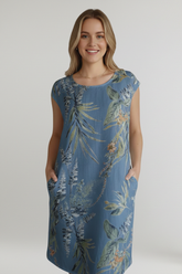 Mujer Knee-Length Vestido con Printed Surface y bolsillos laterales