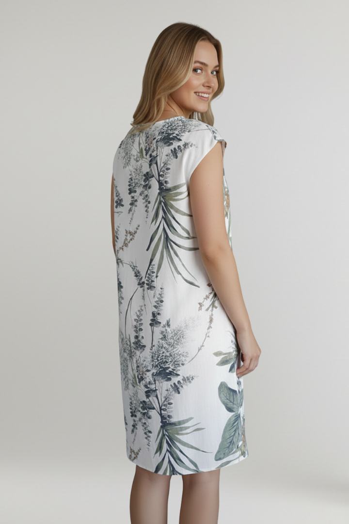 Mujer Knee-Length Vestido con Printed Surface y bolsillos laterales