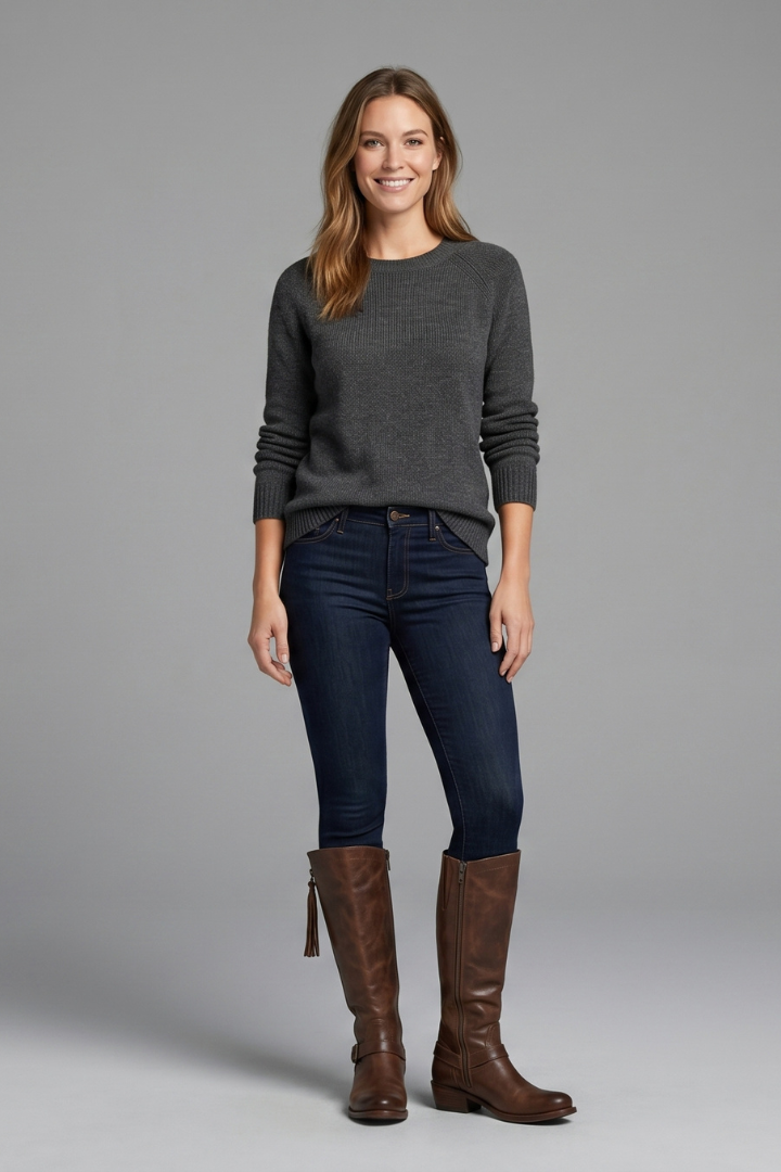 Mujer Knee High Botas con Side Zipper for Fall