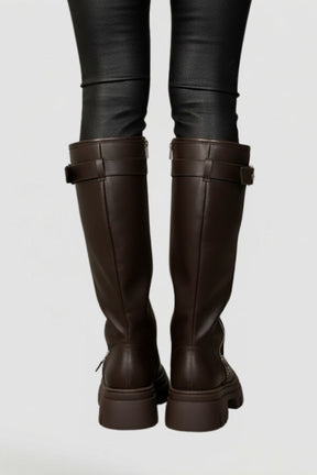 Mujer Knee High Platform Botas con Side Zipper