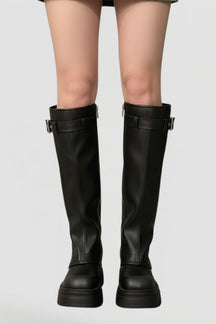 Mujer Knee High Platform Botas con Side Zipper