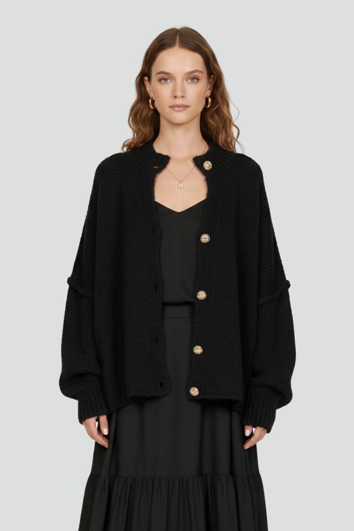 Mujer de Punto Cárdigan con botón-Front diseño y Dropped Shoulders