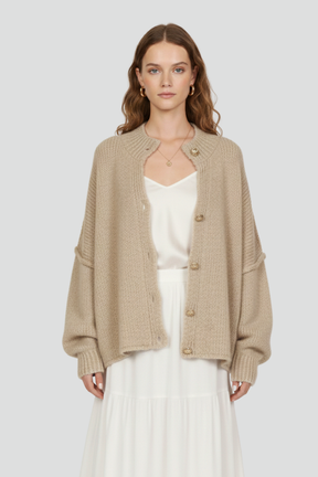 Mujer de Punto Cárdigan con botón-Front diseño y Dropped Shoulders