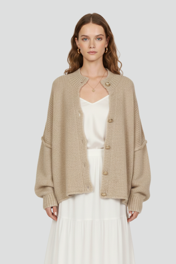 Mujer de Punto Cárdigan con botón-Front diseño y Dropped Shoulders