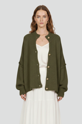 Mujer de Punto Cárdigan con botón-Front diseño y Dropped Shoulders