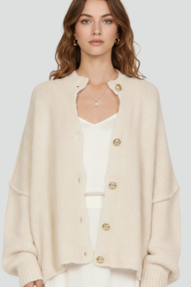 Mujer de Punto Cárdigan con botón-Front diseño y Dropped Shoulders