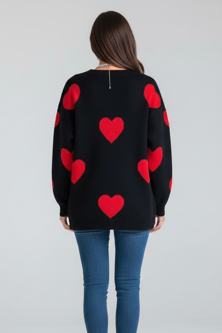 Mujer de Punto Jersey con de Cuello Redondo y Heart estampado