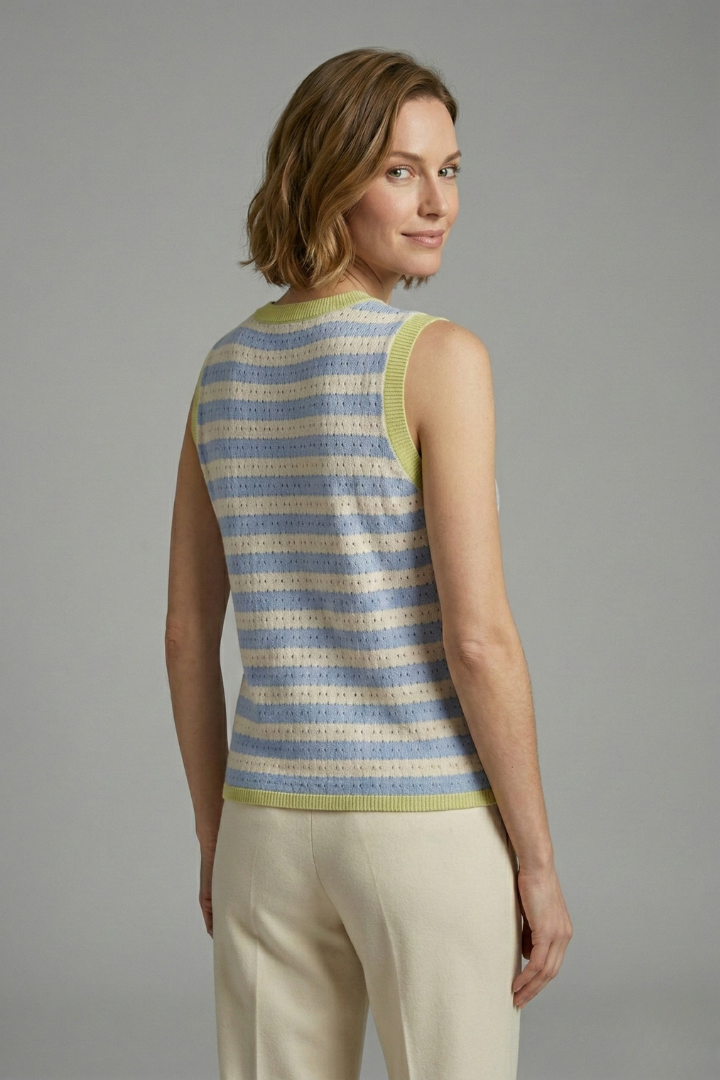 Mujer de Punto top con de Cuello Redondo y de Rayas estampado