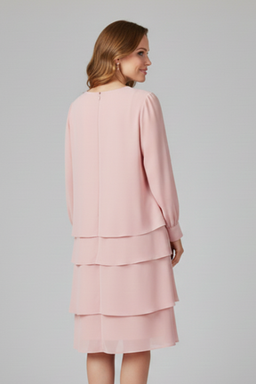 Mujer Layered Vestido de Manga Larga y Tiered Falda