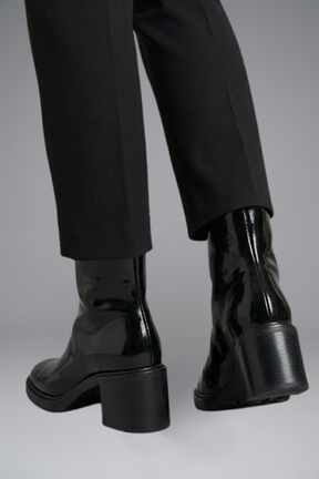 Mujer de Efecto Piel Botines con Tacón de Bloque for Fall