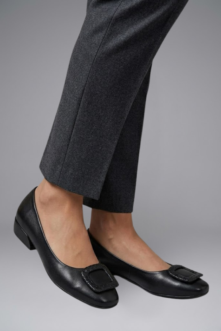 Mujer de Efecto Piel Ballerina Zapatos con Orthopaedic Insole y Flat Sole