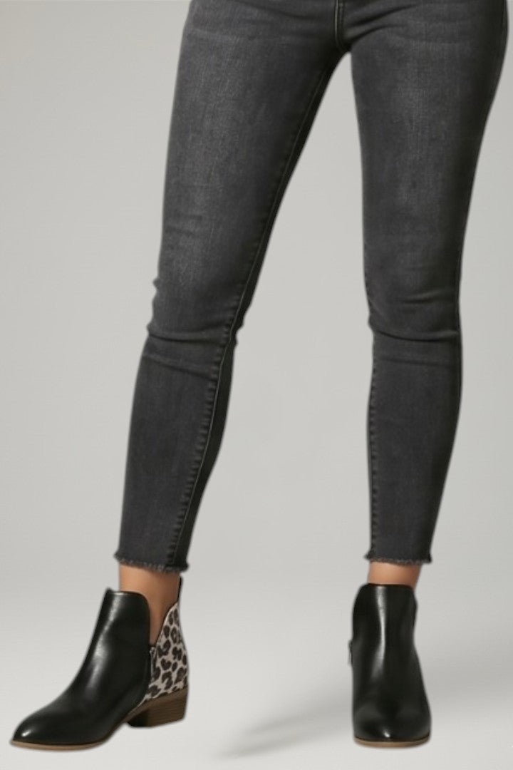Mujer de Efecto Piel Botas con Side Zipper y Low Heel