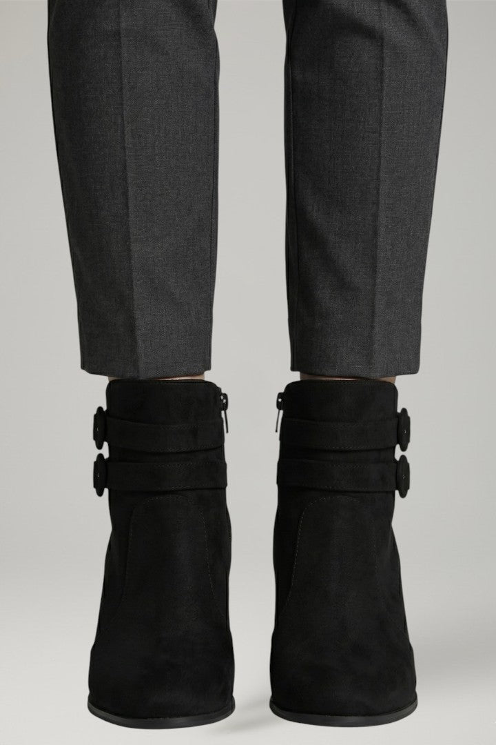 Mujer de Efecto Piel Cowboy Botas con Buckle Detail y Sturdy Heel