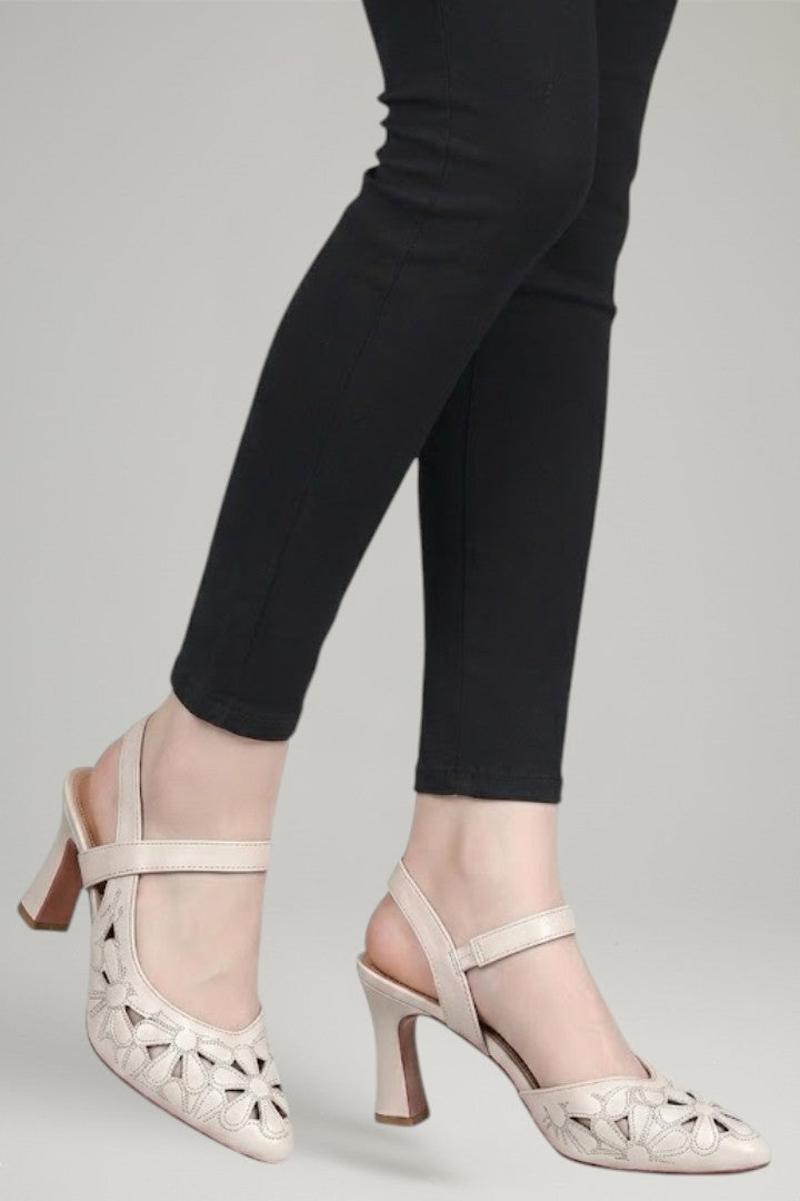 Mujer de Efecto Piel tacones con Buckle Fastening y Cushioned Sole
