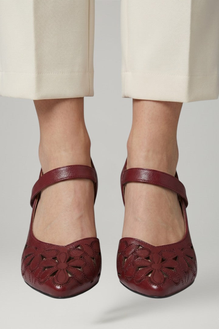Mujer de Efecto Piel tacones con Buckle Fastening y Cushioned Sole
