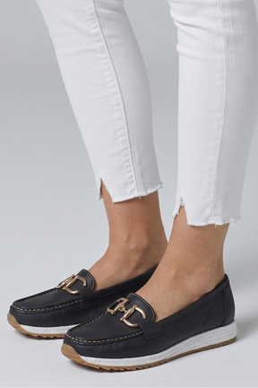 Mujer de Efecto Piel Mocasines con Metal Hardware Detail for Everyday Wear