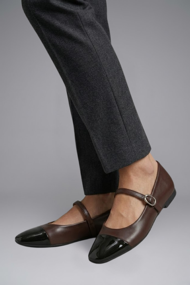 Mujer de Efecto Piel Mary Jane Flat Zapatos con Buckle cierre for Everyday Wear