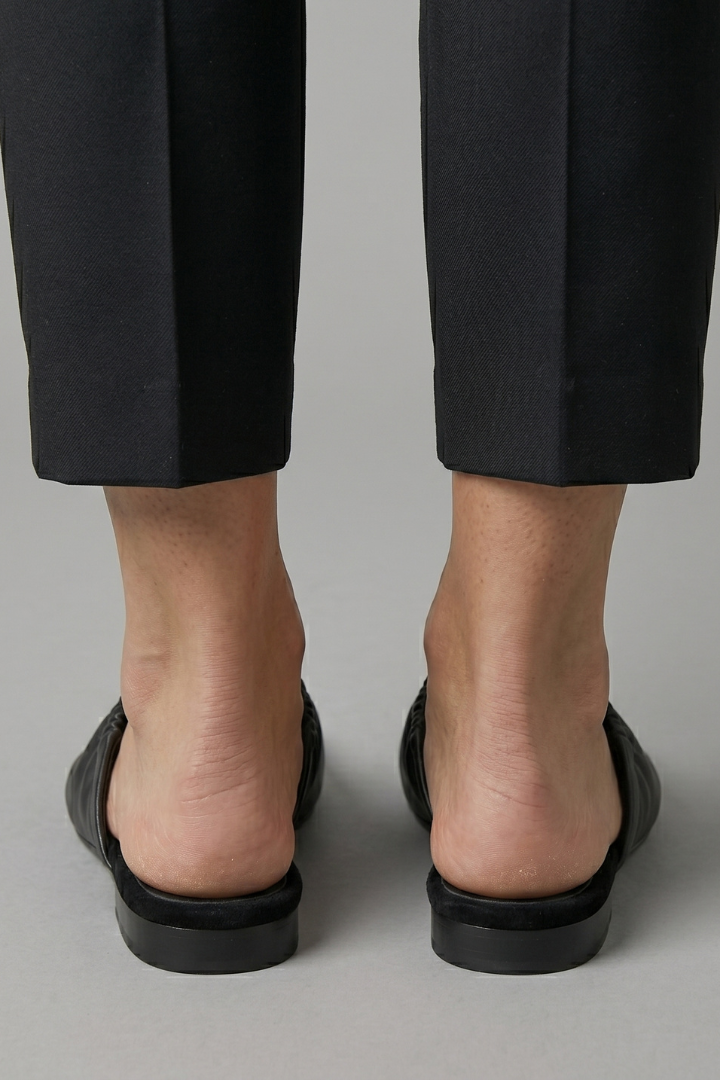 Mujer de Efecto Piel Mule Zapatos con Cap Toe y Sin Cordones
