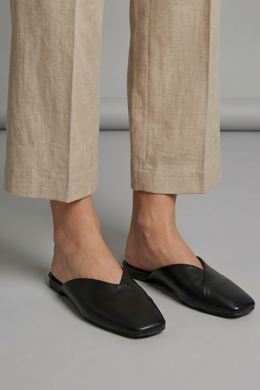 Mujer de Efecto Piel Sandalias con Square Toe y Slip On