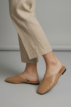 Mujer de Efecto Piel Sandalias con Square Toe y Slip On