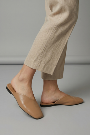 Mujer de Efecto Piel Sandalias con Square Toe y Slip On
