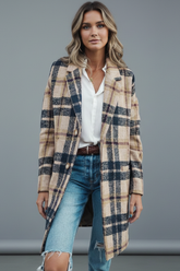 Mujer Long Abrigo con botones y Lapel