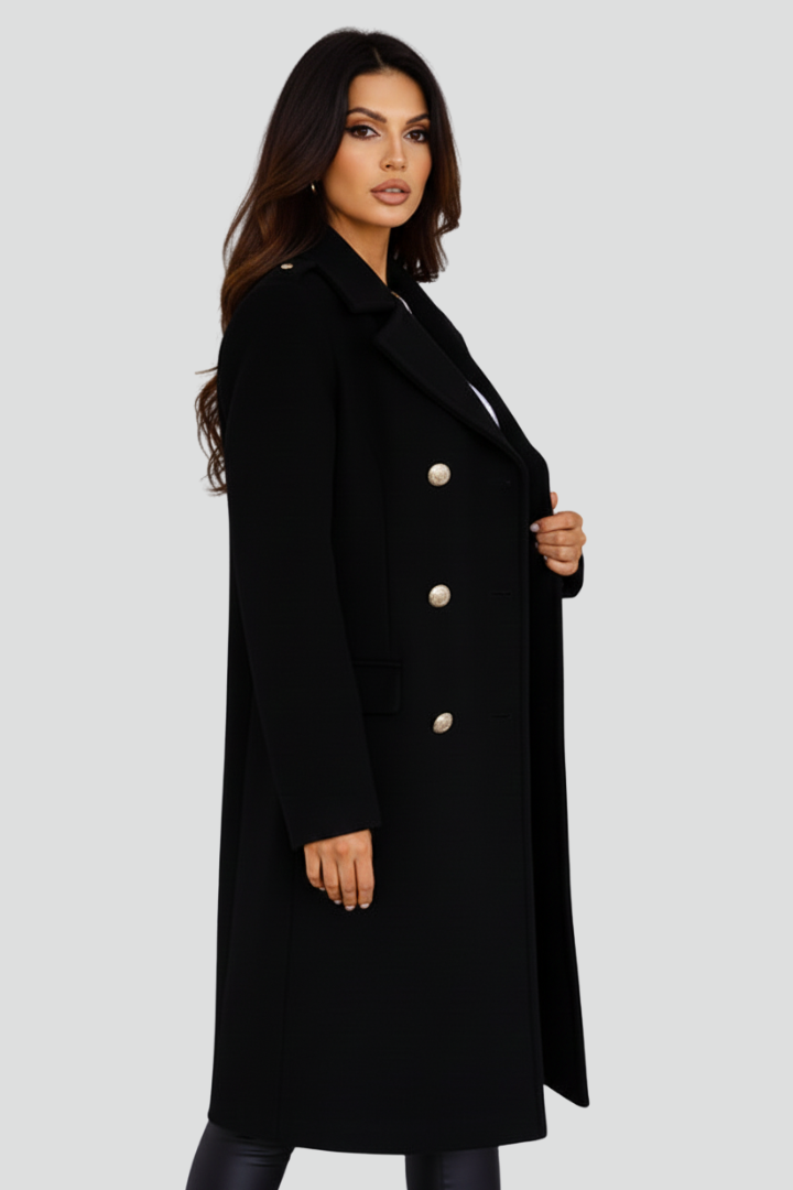 Mujer Long Abrigo con Double botones y