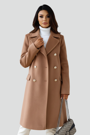 Mujer Long Abrigo con Double botones y
