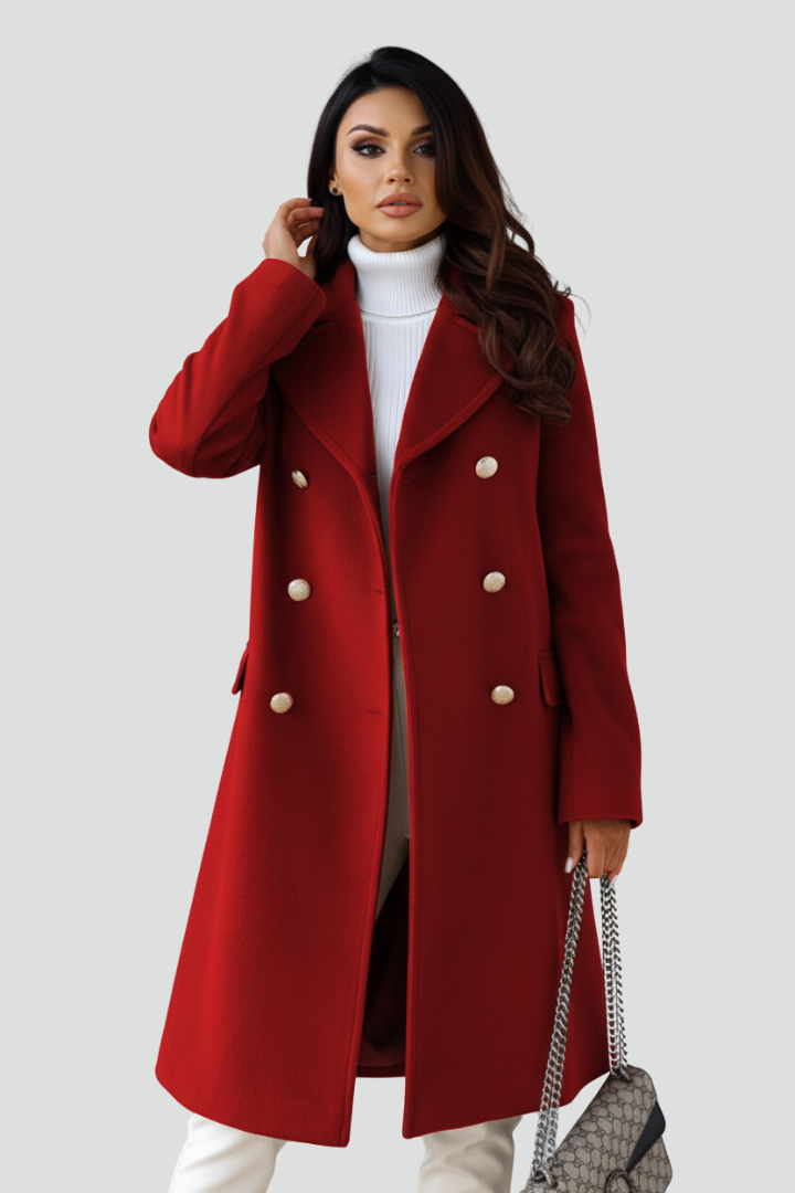 Mujer Long Abrigo con Double botones y