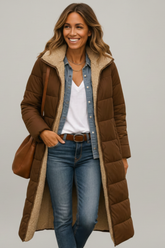 Mujer Long Abrigo con Hood y Zip