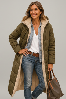 Mujer Long Abrigo con Hood y Zip
