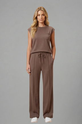 Mujer Loungewear conjunto con Elastic cinturilla y Manga Cortas