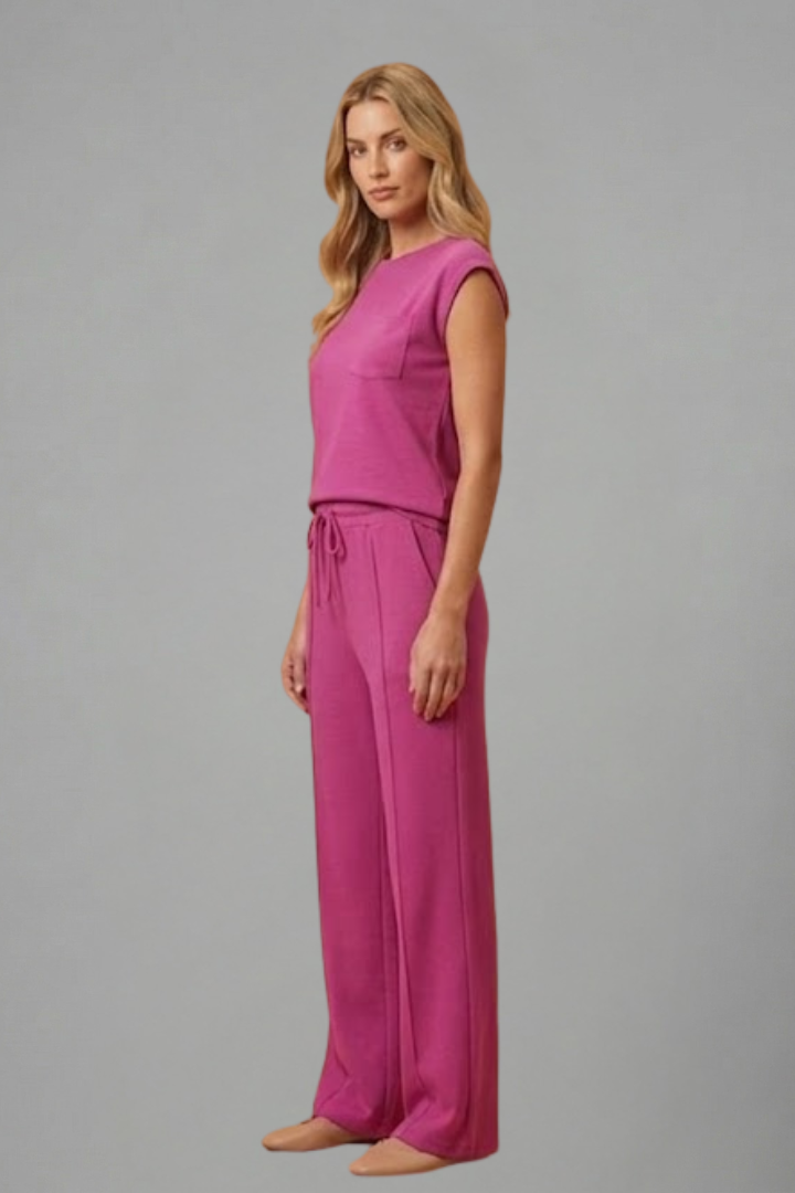Mujer Loungewear conjunto con Elastic cinturilla y Manga Cortas