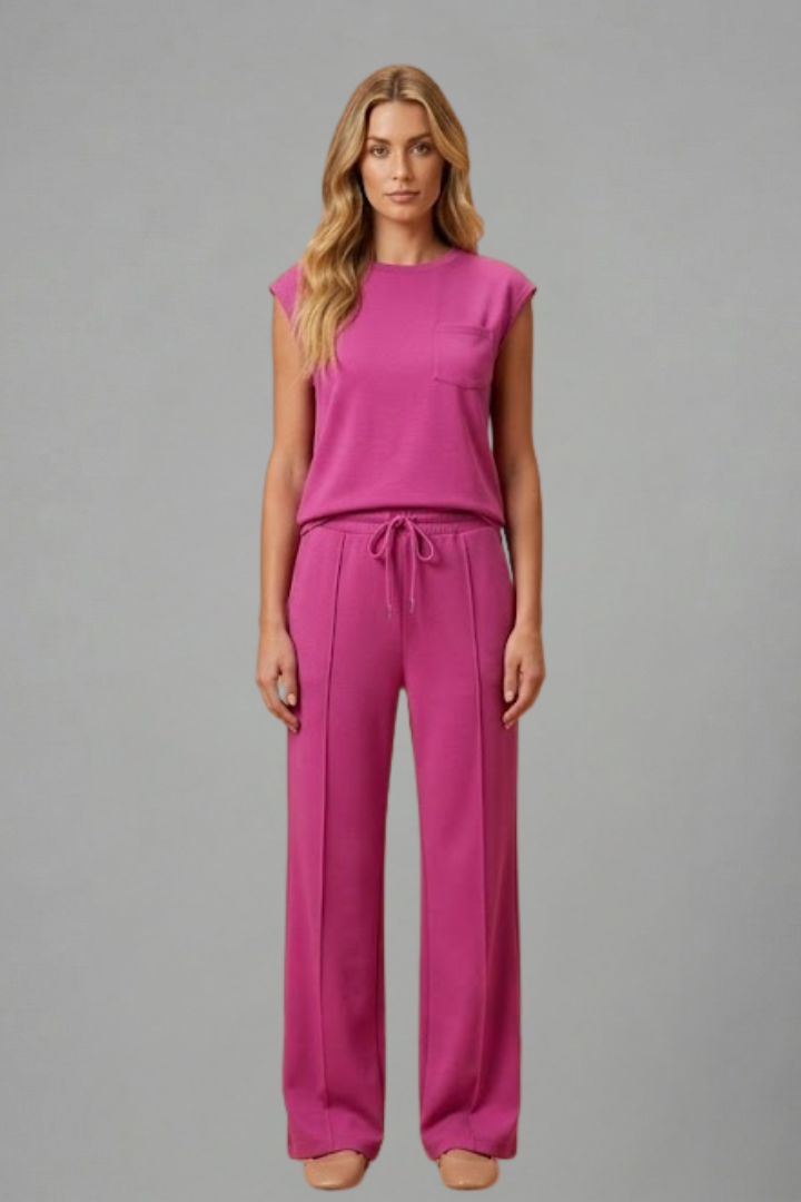 Mujer Loungewear conjunto con Elastic cinturilla y Manga Cortas