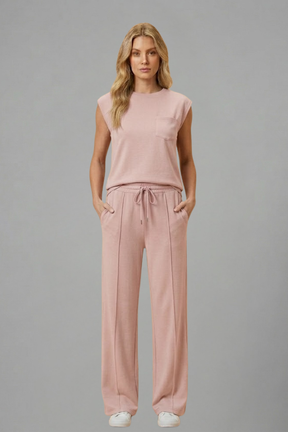 Mujer Loungewear conjunto con Elastic cinturilla y Manga Cortas