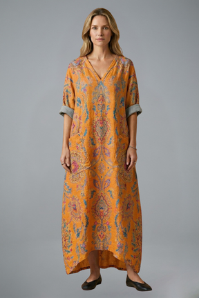Mujer Vestido Largo con Embroidery y bolsillos laterales
