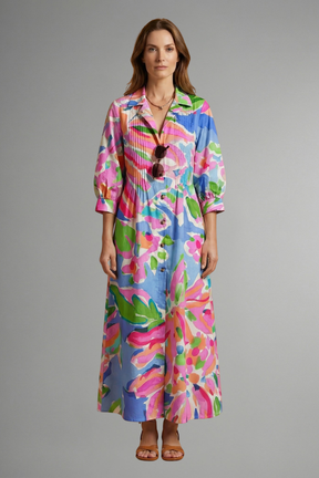 Mujer Vestido Largo con estampado floral y bolsillos