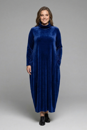 Mujer Vestido Largo con cuello alto y Manga Largas