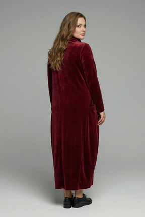 Mujer Vestido Largo con cuello alto y Manga Largas