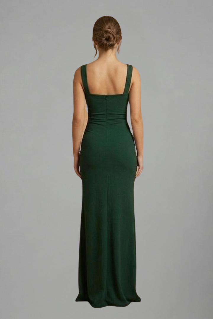 Mujer Vestido Largo con Open Back y Slip diseño