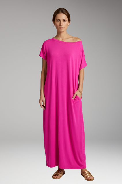 Mujer Vestido Largo con de Cuello Redondo y Flowing Falda