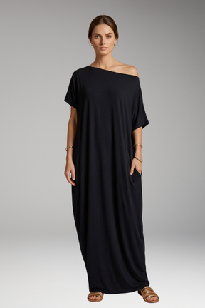 Mujer Vestido Largo con de Cuello Redondo y Flowing Falda