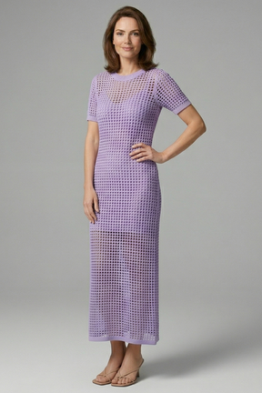 Mujer Vestido Largo con Manga Cortas y Cut-Out Surface