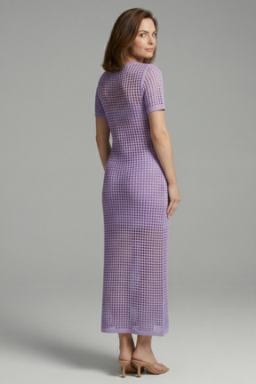 Mujer Vestido Largo con Manga Cortas y Cut-Out Surface