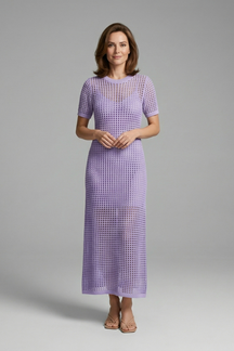 Mujer Vestido Largo con Manga Cortas y Cut-Out Surface