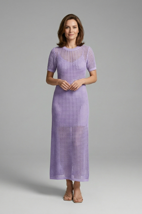 Mujer Vestido Largo con Manga Cortas y Cut-Out Surface