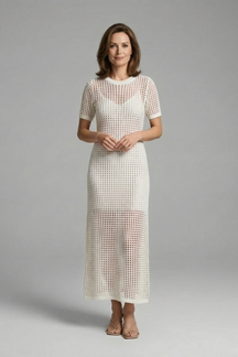 Mujer Vestido Largo con Manga Cortas y Cut-Out Surface