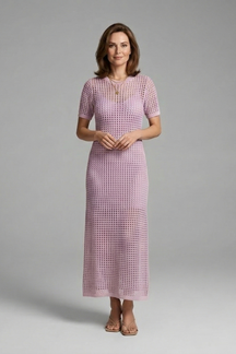 Mujer Vestido Largo con Manga Cortas y Cut-Out Surface